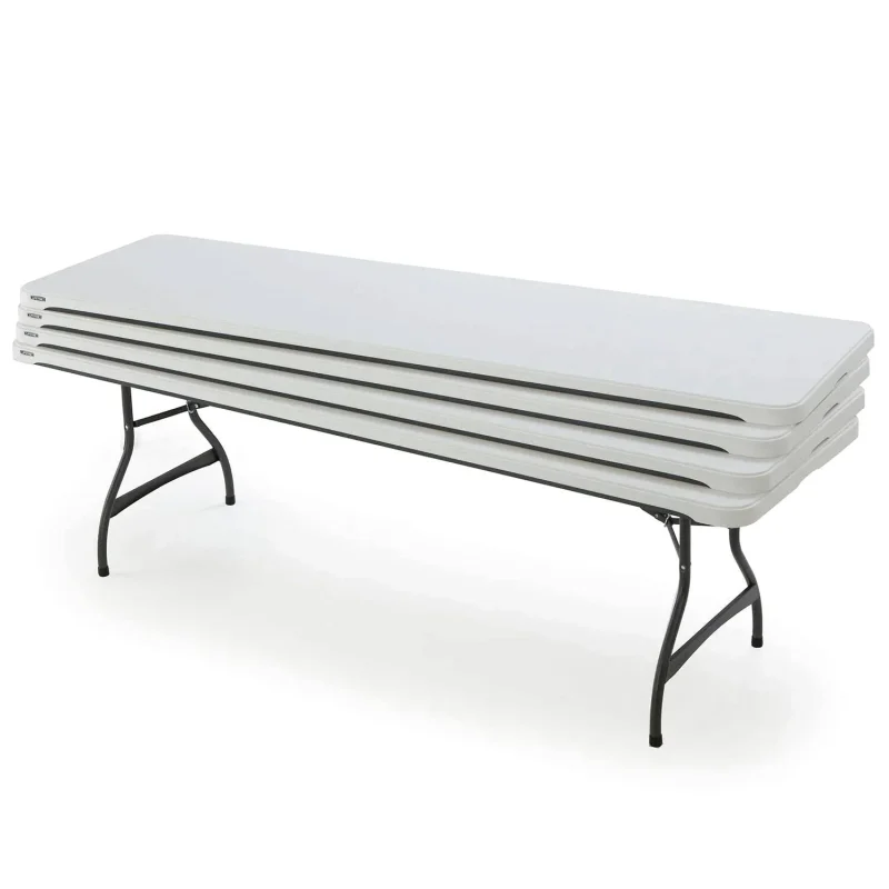 Lifetime Commercial Nesting Folding Table 4-Pack, 96 in. x 30 in., White Granite - 8-Foot