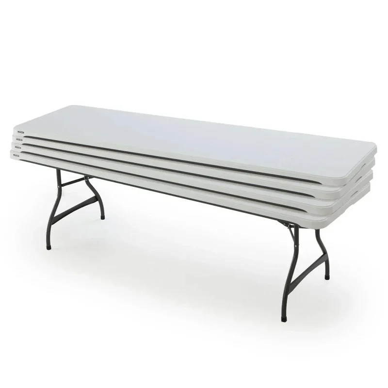 Lifetime Commercial Stacking Folding Tables, White, 4-Pack, 8 ft x 30 in - 80344