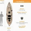 Lifetime Fishing Kayak 10ft 2-Pack With Paddles, UV-Protected HDPE, Tan - Tamarack Angler 100