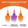 Light-Up Hanging Witch Hat Decorations, Orange and Purple, 6", 3 Count, Halloween by Way To Celebrate