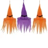 Light-Up Hanging Witch Hat Decorations, Orange and Purple, 6", 3 Count, Halloween by Way To Celebrate