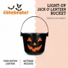 Light-Up Jack-o'-Lantern Trick-or-Treat Bucket, Black, 6.5", Halloween by Way To Celebrate