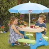Little Tikes Easy Store Kids Picnic Table With Umbrella, 42.00 in L x 38.00 in W x 19.75 in H, Ages 2+