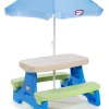 Little Tikes Easy Store Kids Picnic Table With Umbrella, 42.00 in L x 38.00 in W x 19.75 in H, Ages 2+
