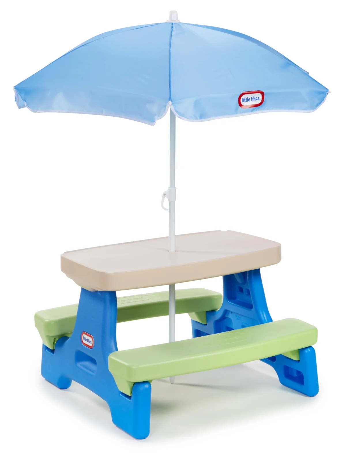 Little Tikes Easy Store Kids Picnic Table With Umbrella, 42.00 in L x 38.00 in W x 19.75 in H, Ages 2+