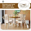 Llinc Store 5-Piece Round Dining Table Set For 4 With Upholstered Chairs, Walnut Table/Beige Chairs