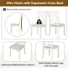Llinc Store 5-Piece Round Dining Table Set For 4 With Upholstered Chairs, Walnut Table/Beige Chairs