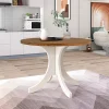 Llinc Store 5-Piece Round Dining Table Set For 4 With Upholstered Chairs, Walnut Table/Beige Chairs