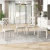 Llinc Store 5-Piece Round Dining Table Set For 4 With Upholstered Chairs, Walnut Table/Beige Chairs