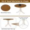 Llinc Store 5-Piece Round Dining Table Set For 4 With Upholstered Chairs, Walnut Table/Beige Chairs
