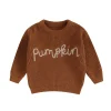 Loicainy Toddler Baby Boy Girl Halloween Knit Sweater 3 6 9 12 18 24 Months 2T 3T Long Sleeve Crewneck Letter Embroidery