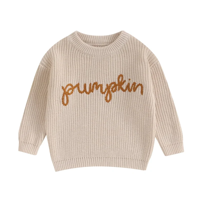 Loicainy Toddler Baby Boy Girl Halloween Knit Sweater 3 6 9 12 18 24 Months 2T 3T Long Sleeve Crewneck Letter Embroidery