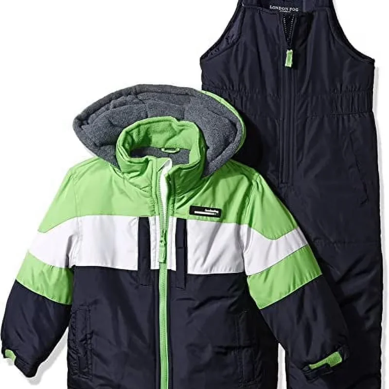 LONDON FOG Big Boys 2-Piece Colorblock Snow Bib And Jacket Snowsuit