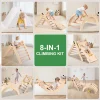 Lookfly 8-in-1 Foldable Pikler Triangle Climbing Set With Ramp - Natural-Color Or Multicolor