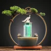 Lucky Pheasant Round LED Incense Burner With Flowing Water Fountain - 20.5in x 19.7in x 5.9in