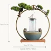 Lucky Pheasant Round LED Incense Burner With Flowing Water Fountain - 20.5in x 19.7in x 5.9in