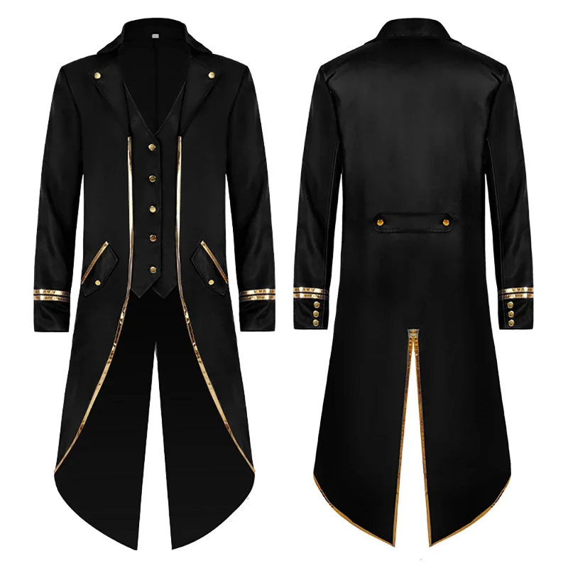 Men LYXSSBYX Mens Jackets Fall Fashion Halloween Men's Costume Men's Mid Length Retro Tuxedo Costume