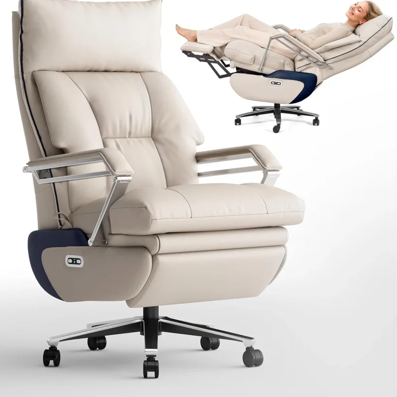 OKUP M80 Dual Motor Executive Office Chair With Footrest, 420lbs, Beige
