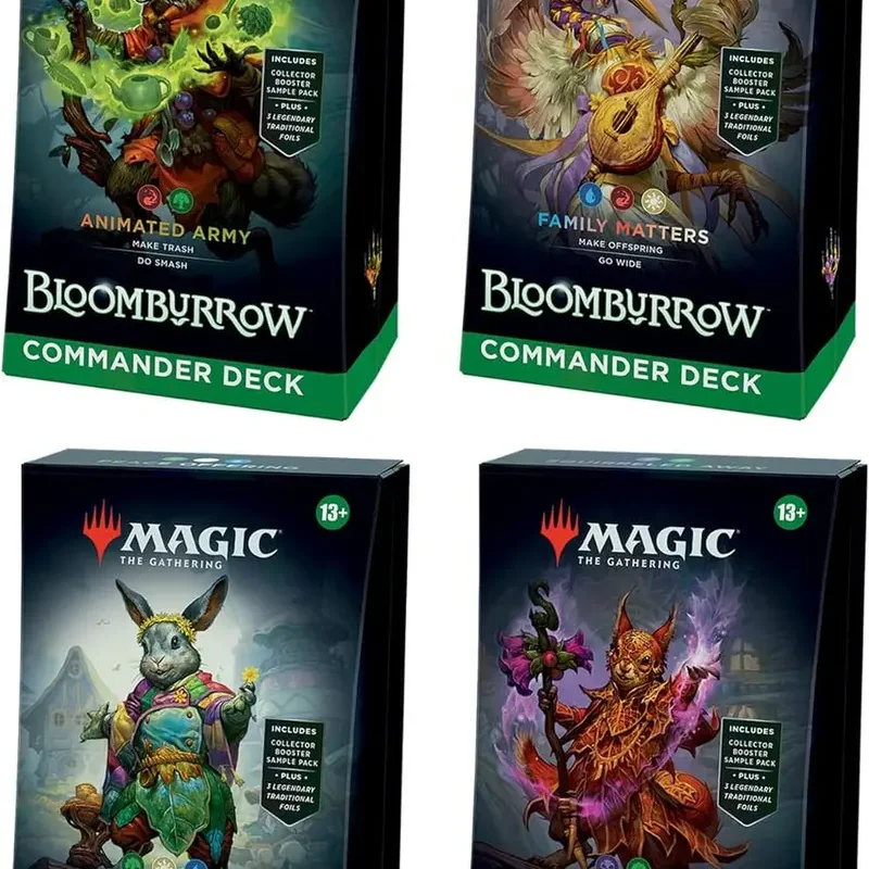 Magic: The Gathering Bloomburrow Commander Deck Bundle - Four Themed Decks: Animated Army, Family Matters, Peace Offerin