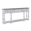 Magnolia Manor Hall Console Table, 72 in, Antique White And Weathered Bark Finish