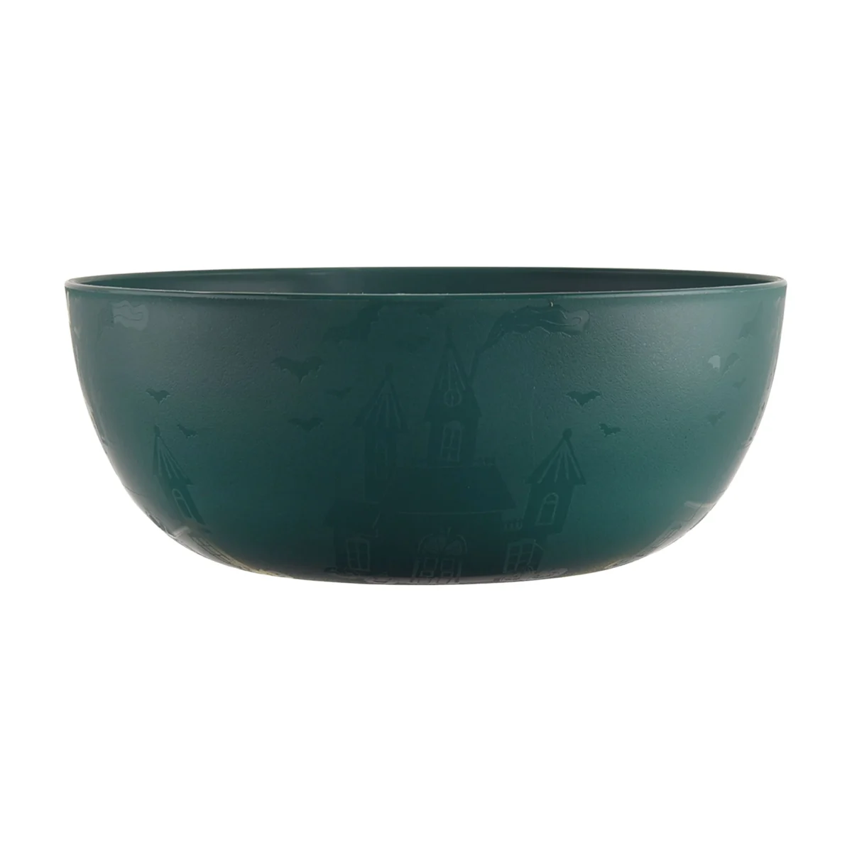 Mainstays 38 Ounce Round Plastic Etched Haunted House Bowl, Teal