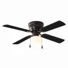 Mainstays 42 Inch Hugger Indoor Ceiling Fan With Light Kit, Black, 4 Blades, Reverse Airflow
