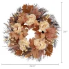Maple Leaves and Peony Wreath, Cream and Brown, 22", Fall by Way To Celebrate