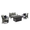 Martha Stewart Metal 4-Person Seating Group With Cushions And Propane Fire Pit - 15PKCR-LAK404-GR1GE