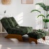 MAXYOYO Accent Chair With Ottoman, Adjustable Backrest, Corded Green, 27.1in W x 27.1in D x 15.7in H