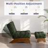 MAXYOYO Accent Chair With Ottoman, Adjustable Backrest, Corded Green, 27.1in W x 27.1in D x 15.7in H