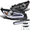 Mazda 3 JDM Black LED DRL Strip Projector Headlights With 8-LED DRL Fog Lights - 10-13