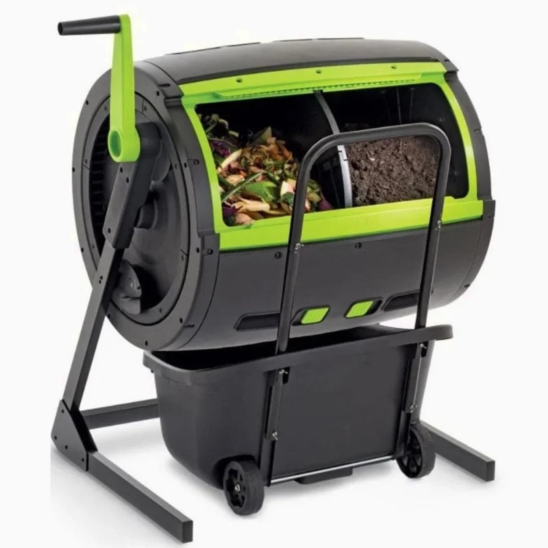 Maze 65-Gallon Compost Tumbler With 12-Gallon Cart, Black - 41.3 x 30 x 45 in