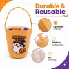 MetMetalrt Trick or Treat Bucket – Orange Cute Ghost Candy Buckets & Tote Bags for Halloween Party Decoration