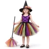 MEZZALL Child Outfit Sets Girls Witch 4 Light Up Star Witch Dress With Hat Wand Kids Halloween Party Outfit For Party Cl