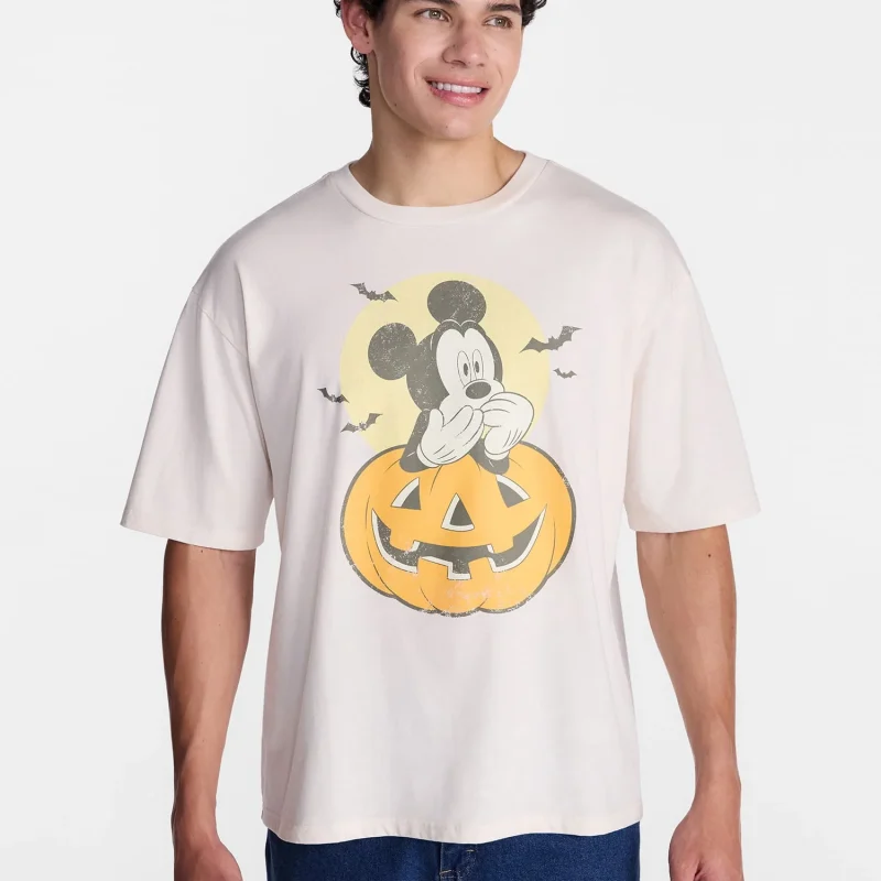 Mickey Mouse Pumpkin Men's and Big Men's Halloween Graphic Tee, Sizes XS-5XL