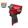Milwaukee M12 FUEL 3/8 in Cordless Brushless Stubby Impact Wrench, 250 ft lbs Torque, Tool Only