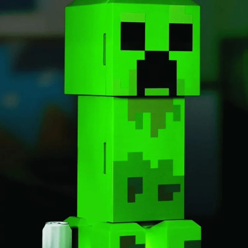 Minecraft Creeper 2 Door Mini Fridge, 8L, Green, 25.2 in H x 9.5 in W x 9.1 in D