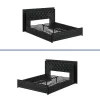 Moasis Queen Platform Bed Frame With PU Upholstery, LED Lighting And 4 Storage Drawers