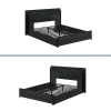 Moasis Queen Upholstered Faux Leather Platform Bed Frame With Headboard, 4 Storage Drawers, RGB LED Lights, USB-C Chargi