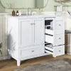 Modern Bathroom Vanity, 36 Inch, USB Charging Port, Resin Basin, Solid Wood, 3-Drawer Storage