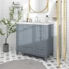 Modern Bathroom Vanity, 36 Inch, USB Charging Port, Resin Basin, Solid Wood, 3-Drawer Storage