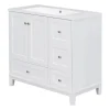 Modern Bathroom Vanity, 36 Inch, USB Charging Port, Resin Basin, Solid Wood, 3-Drawer Storage