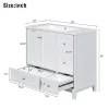 Modern Bathroom Vanity, 36 Inch, USB Charging Port, Resin Basin, Solid Wood, 3-Drawer Storage