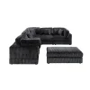 Modular L-Shaped Sectional Sofa, 6-Piece Corduroy Upholstered Configuration