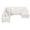 Modular Sectional Sofa Bed With Pull-Out Sleeper, Storage Ottoman, 112.2D x 86.2W x 35.8H