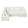 Modular Sectional Sofa Bed With Pull-Out Sleeper, Storage Ottoman, 112.2D x 86.2W x 35.8H