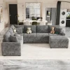 Modular Sectional Sofa Bed With Pull-Out Sleeper, Storage Ottoman, 112.2D x 86.2W x 35.8H