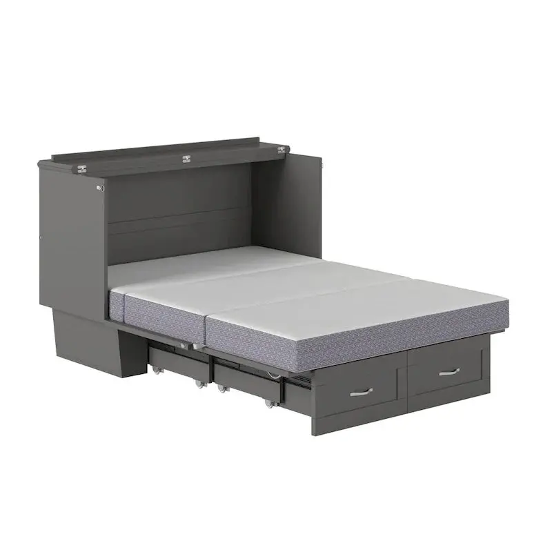 Monroe Full-Size Murphy Bed Chest With Memory Foam Mattress And Storage Drawer