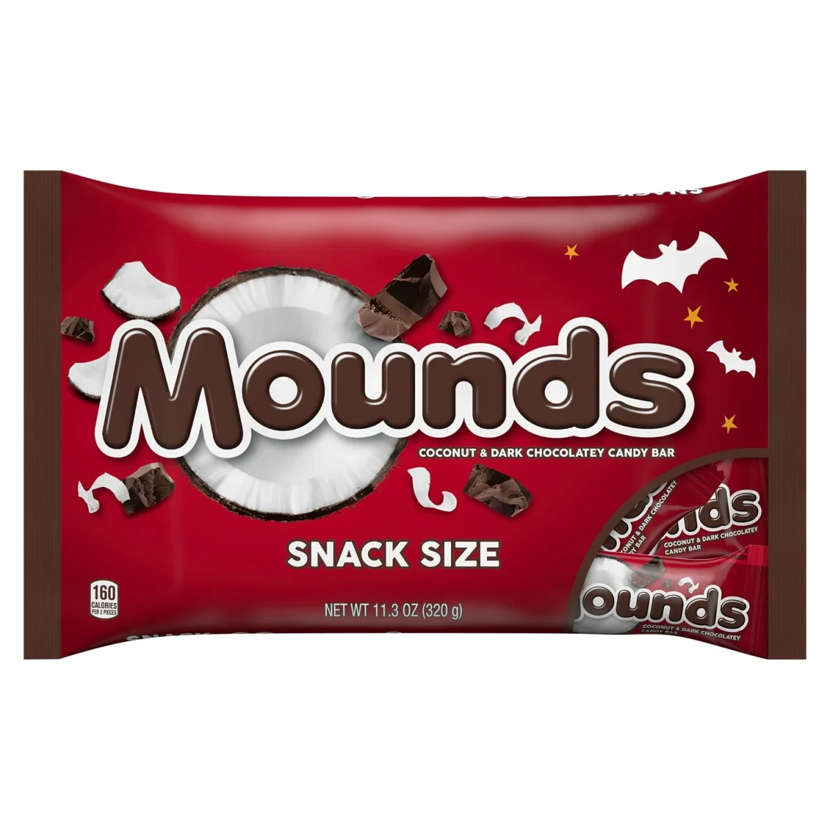 Mounds Coconut and Dark Chocolatey Snack Size, Halloween Candy Bag, 11.3 oz