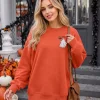 MOUSYA Halloween Sweatshirt Women Spooky Season Shirt Pumpkin Fall Sweatshirt Ghost Long Sleeve Pullover Tops
